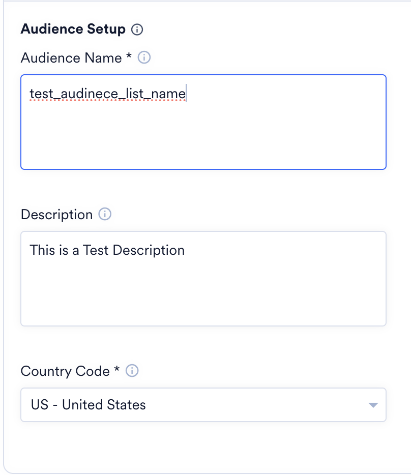 Create Audience connector fields in MoEngage