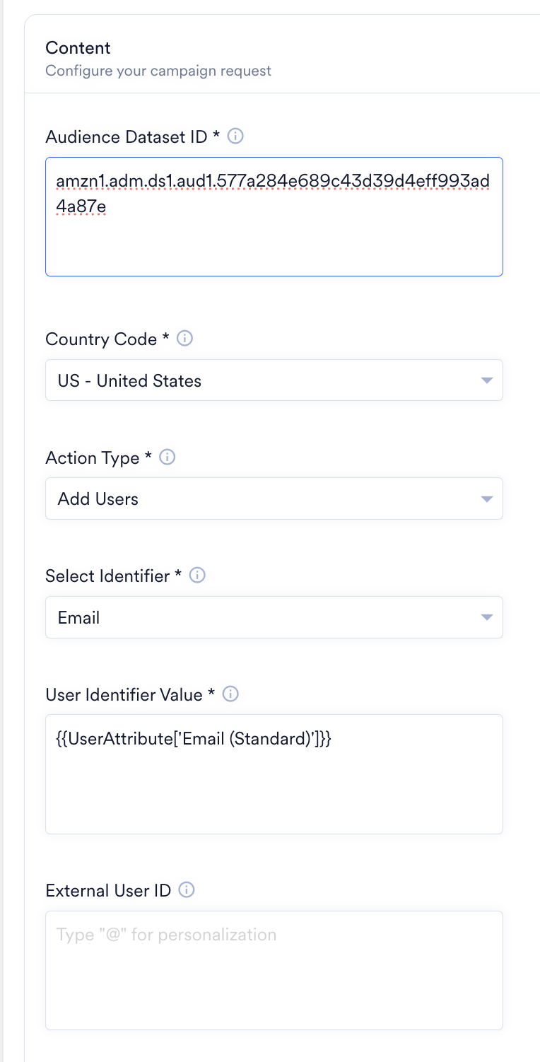 Update Users to Audience connector fields in MoEngage