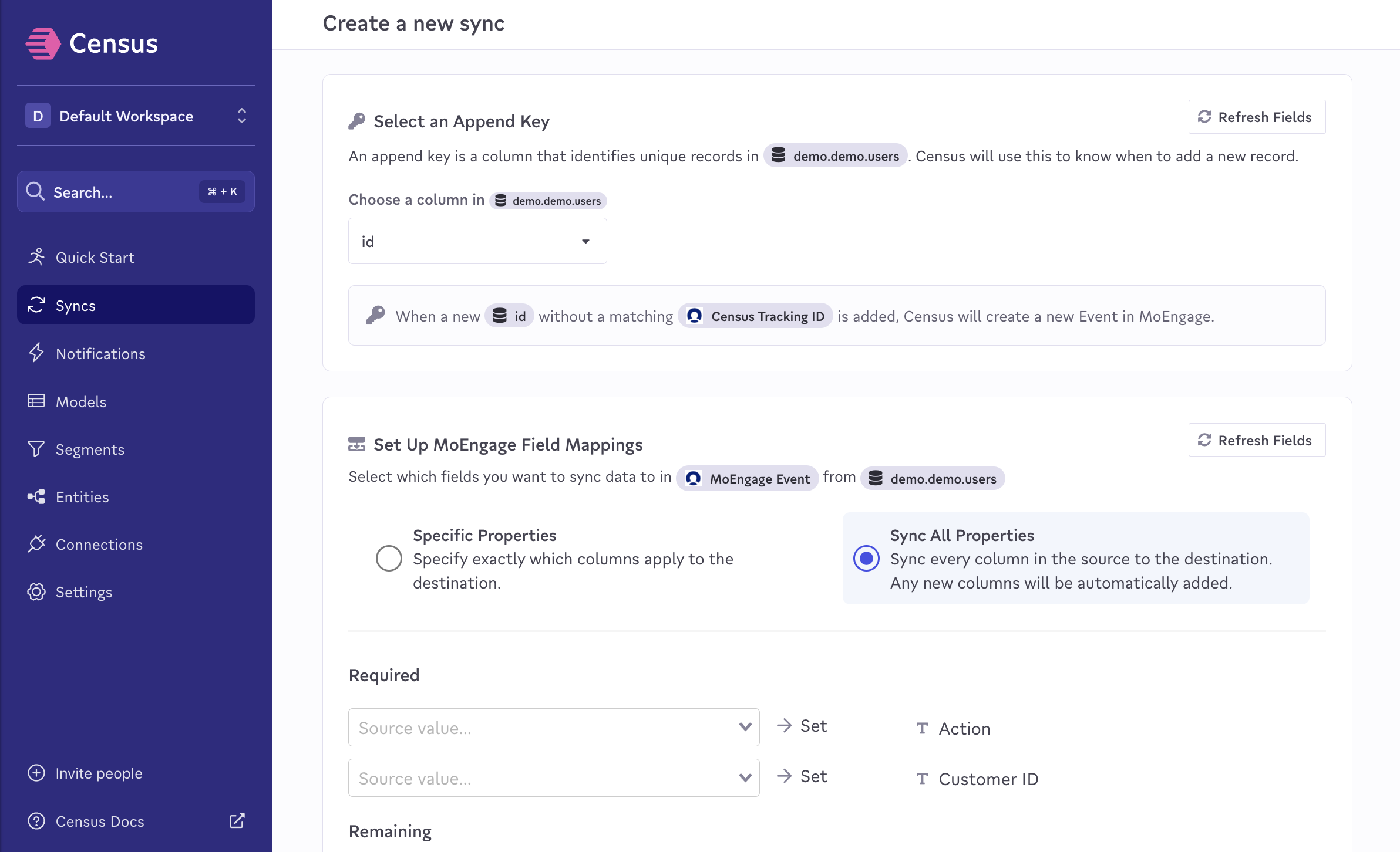 Choosing backfill or skip current records for Event sync