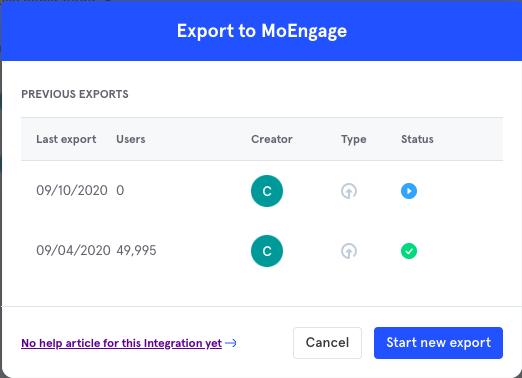 Mixpanel cohort export status