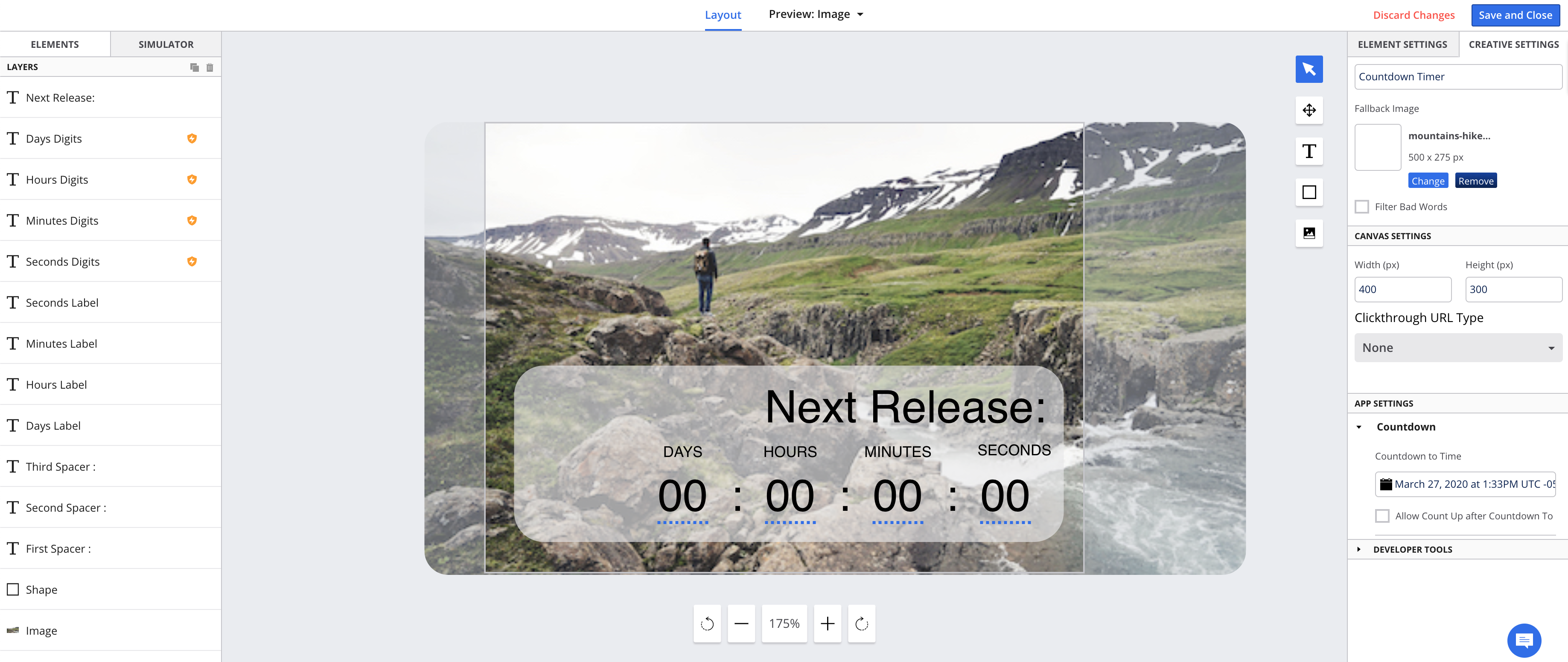 Movable Ink editor with personalization data being mapped to image elements