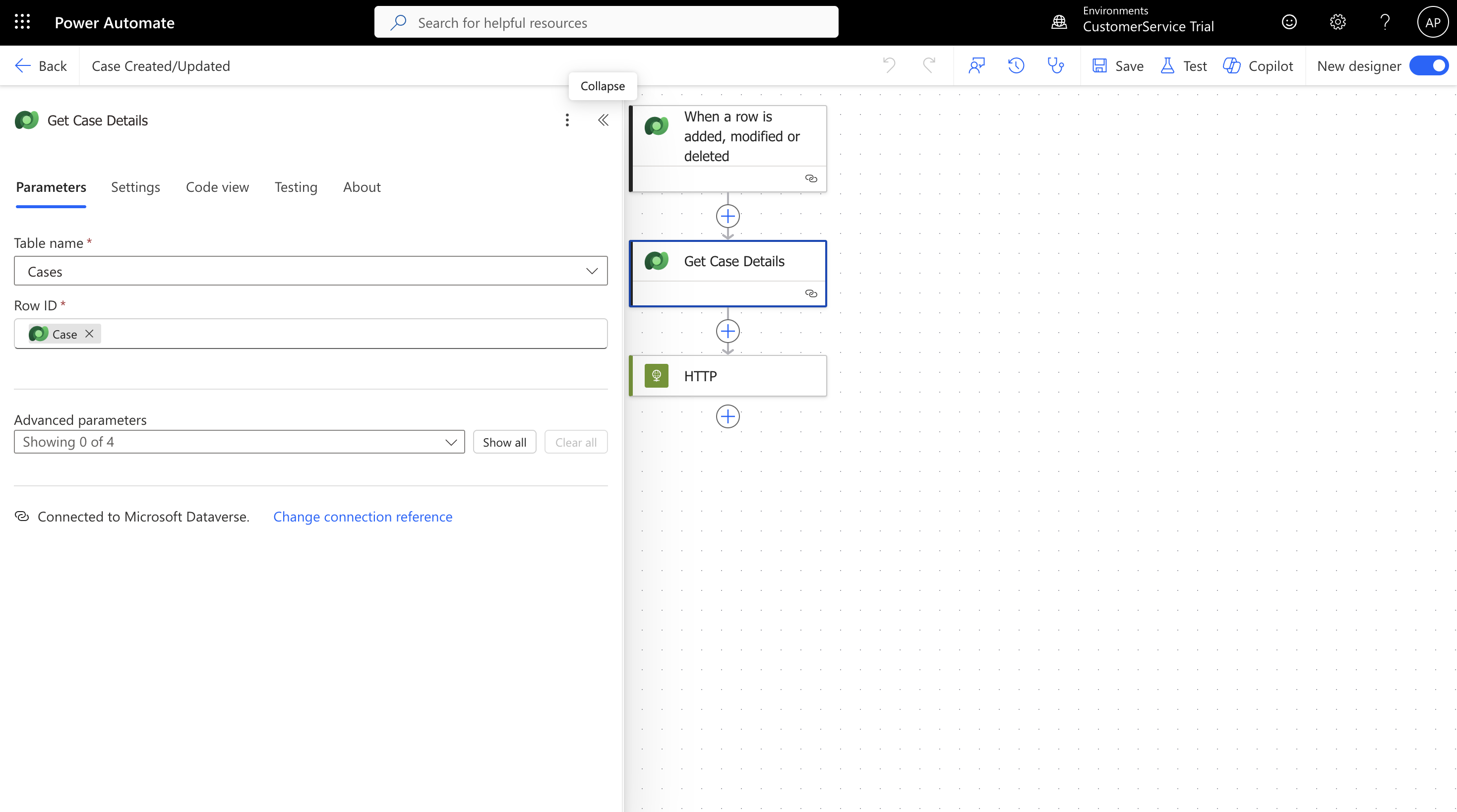 Power Automate trigger configuration for Survey Responses table
