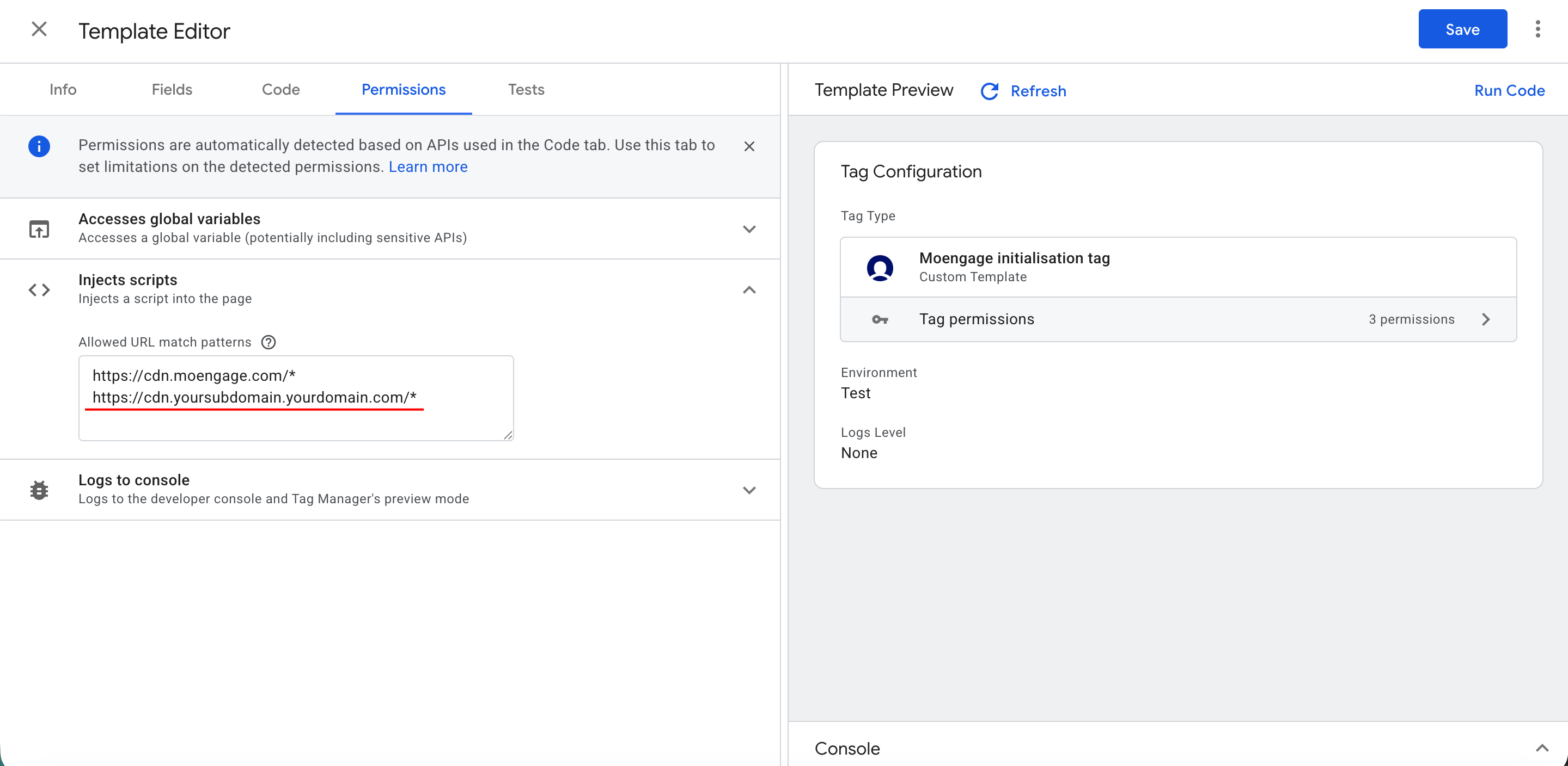 Update Template Permissions