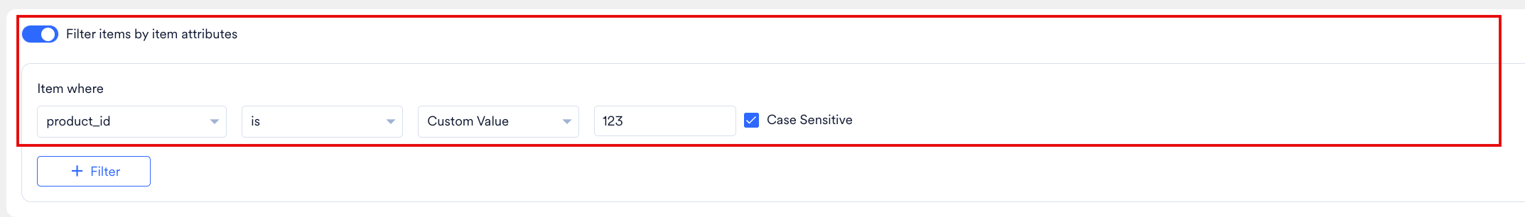 Filter items by item attributes