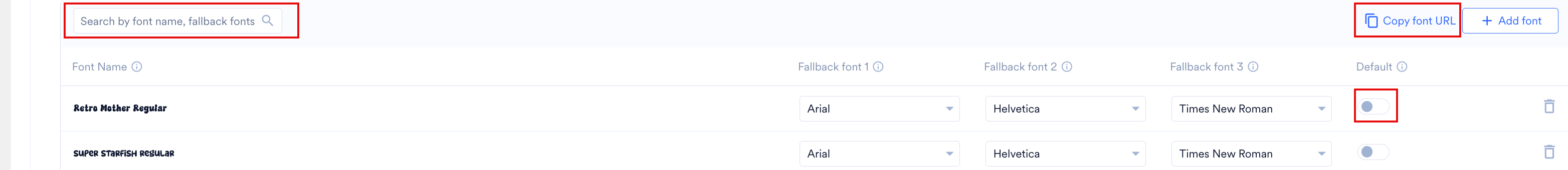 Default font toggle