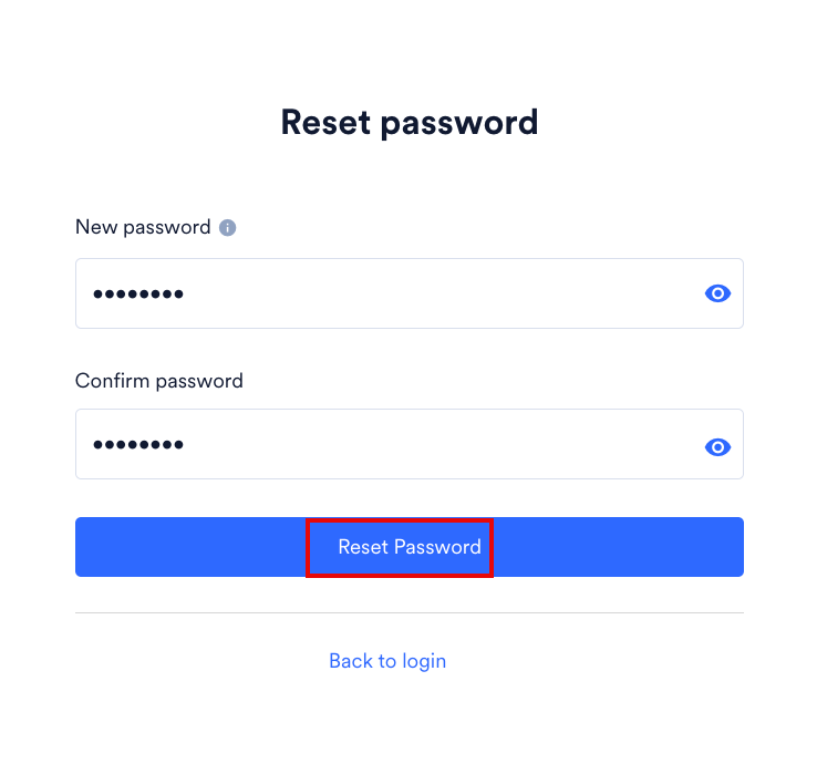 Reset password form