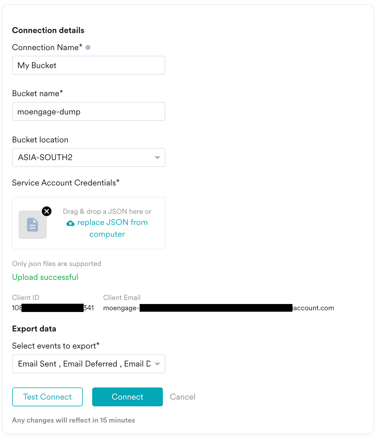 Configuring the GCS integration on the MoEngage App Marketplace