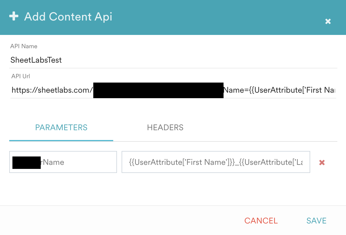 Configuring headers and parameters in the MoEngage Content API setup