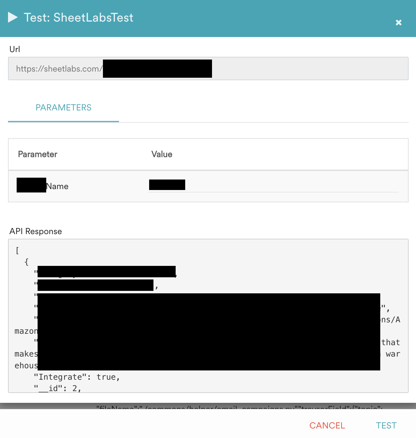 Testing the Sheetlabs Content API response in MoEngage