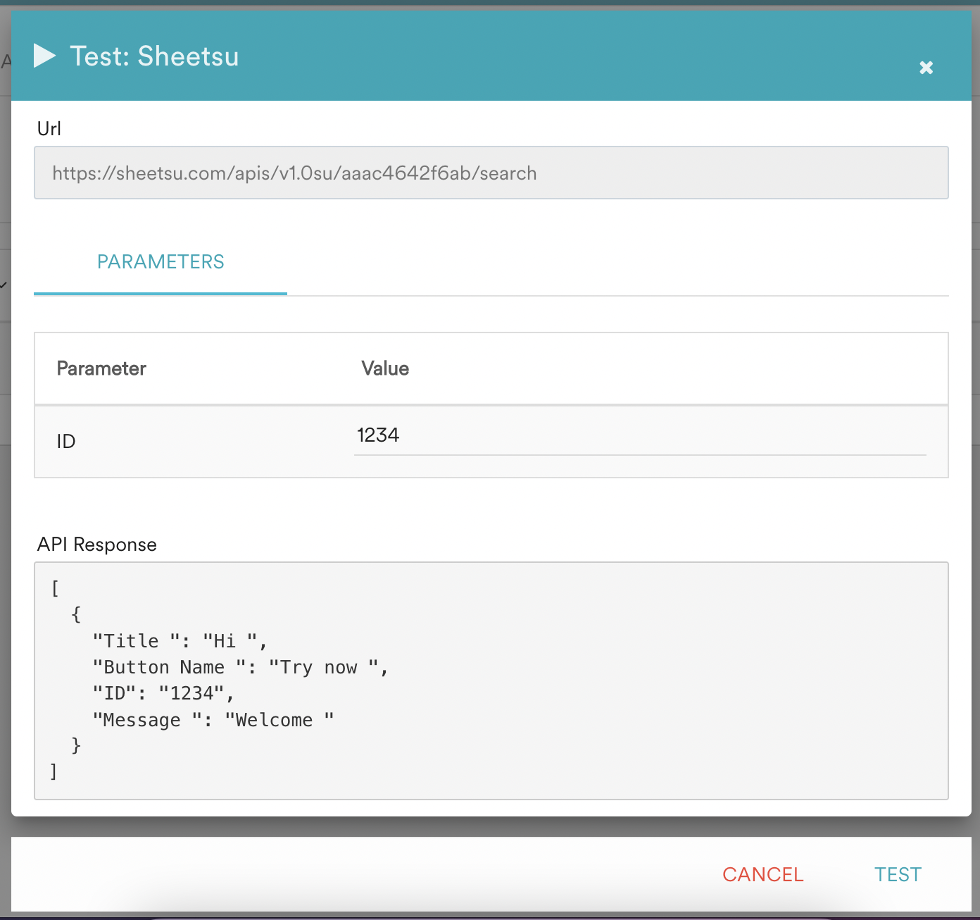 Testing the Sheetsu Content API with a sample ID