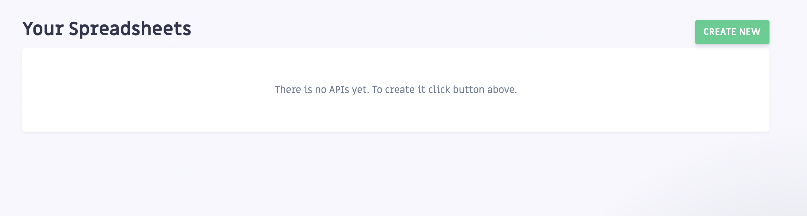 Create new button on the Sheetdb dashboard