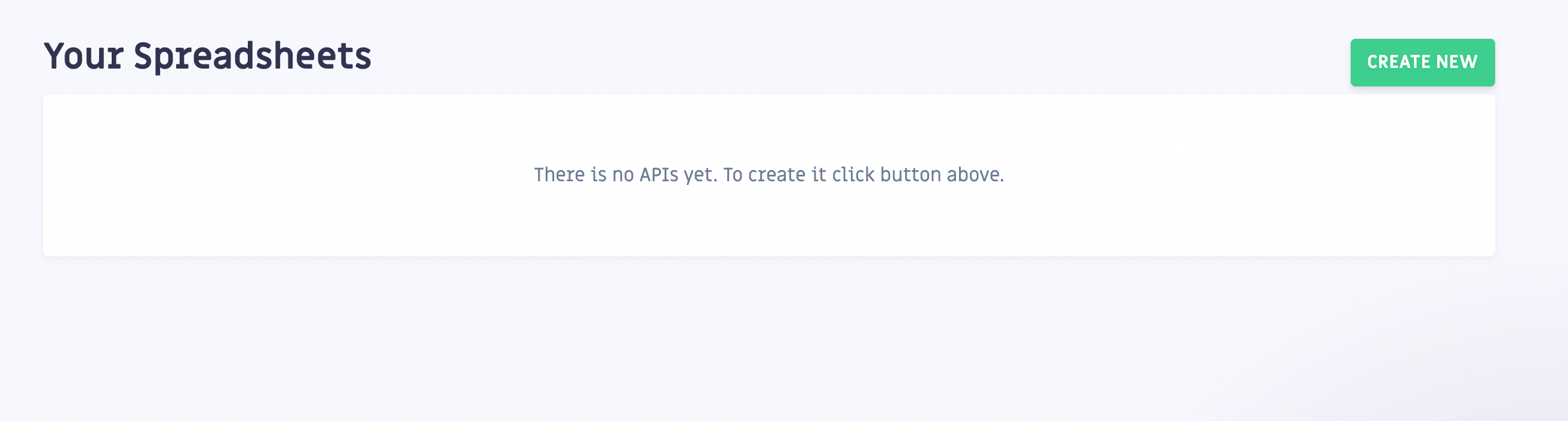 Create new button on the Sheetdb dashboard