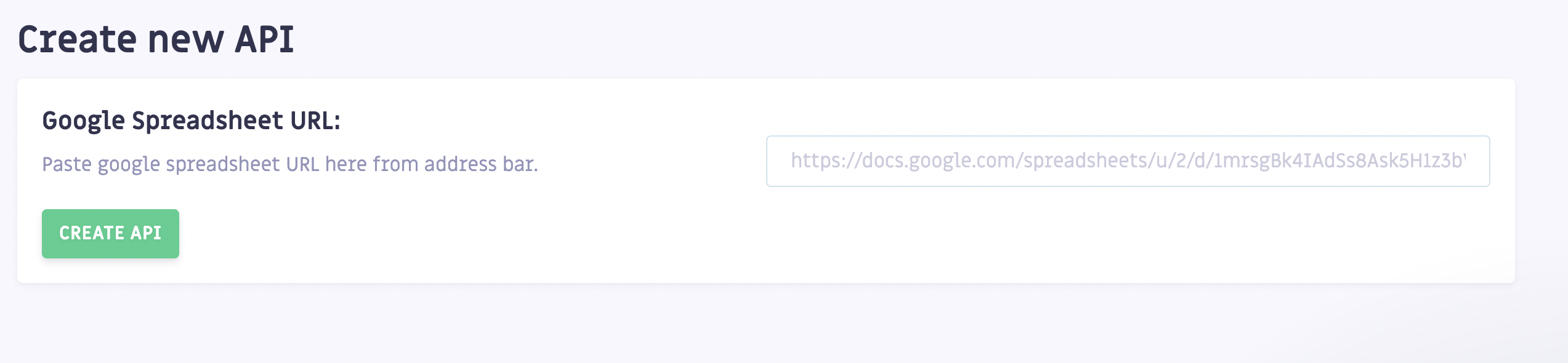 Adding a spreadsheet URL in Sheetdb