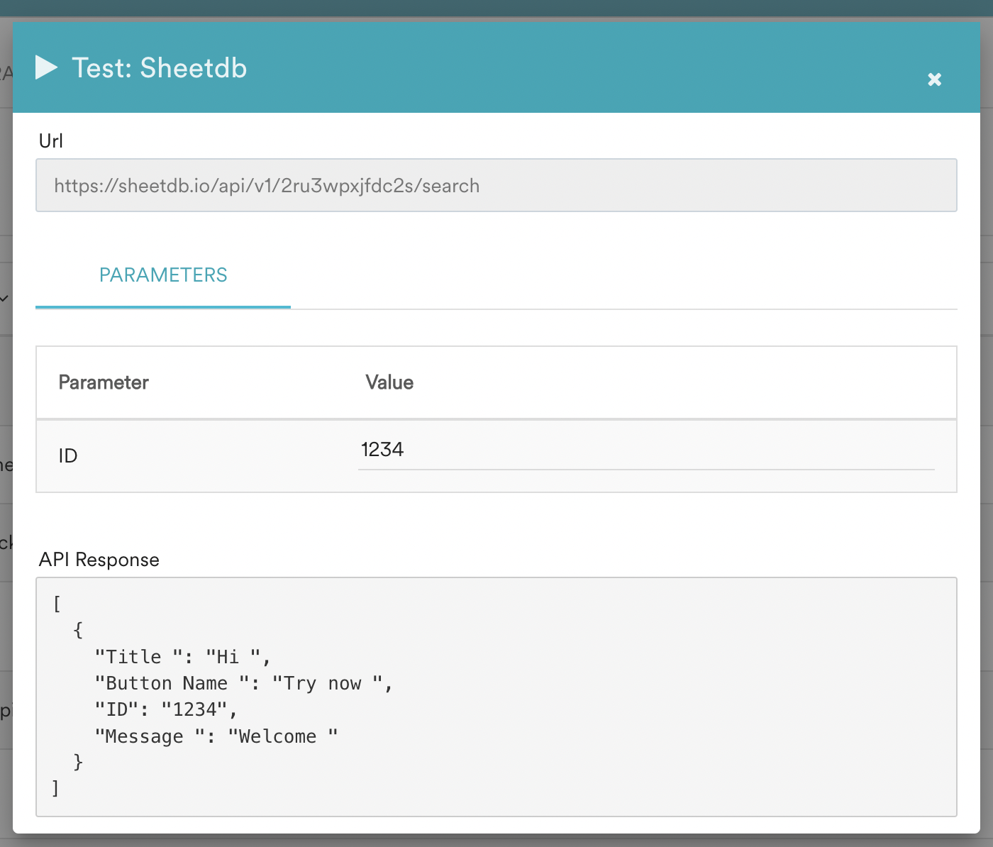 Testing the Sheetdb Content API with a sample ID