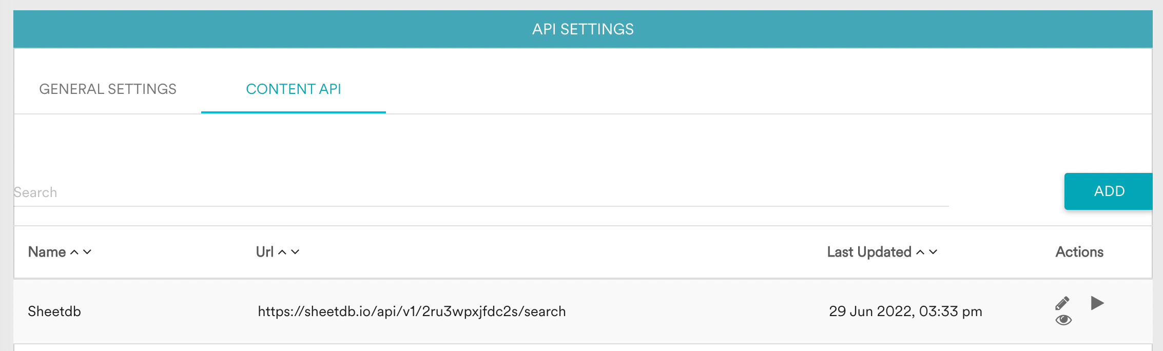 Sheetdb API listed in MoEngage Content APIs