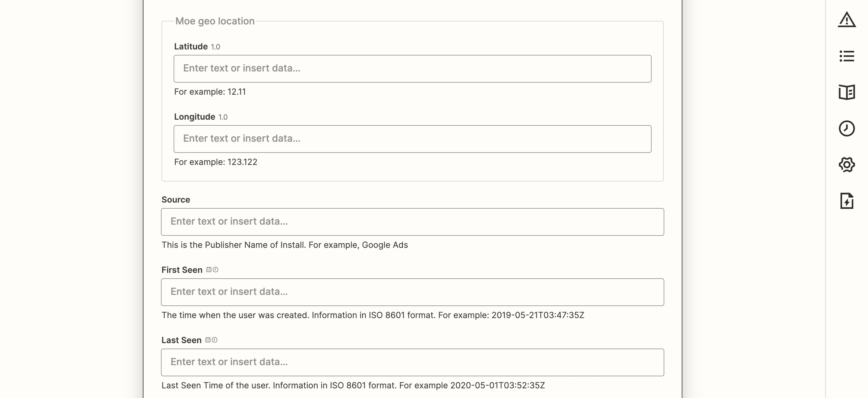 Custom attributes section in Create or Update User action