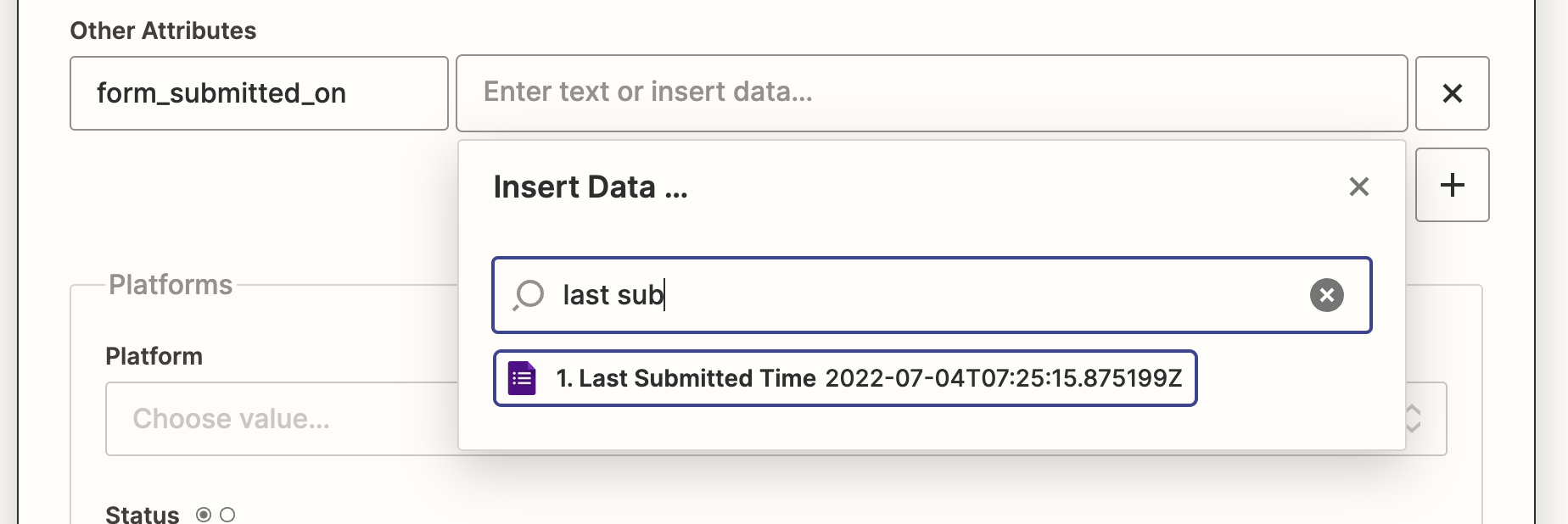 Adding custom key-value attribute pairs from previous trigger