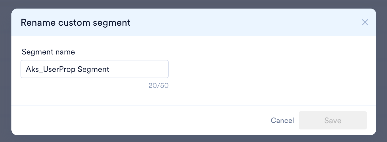 Rename custom segment dialog