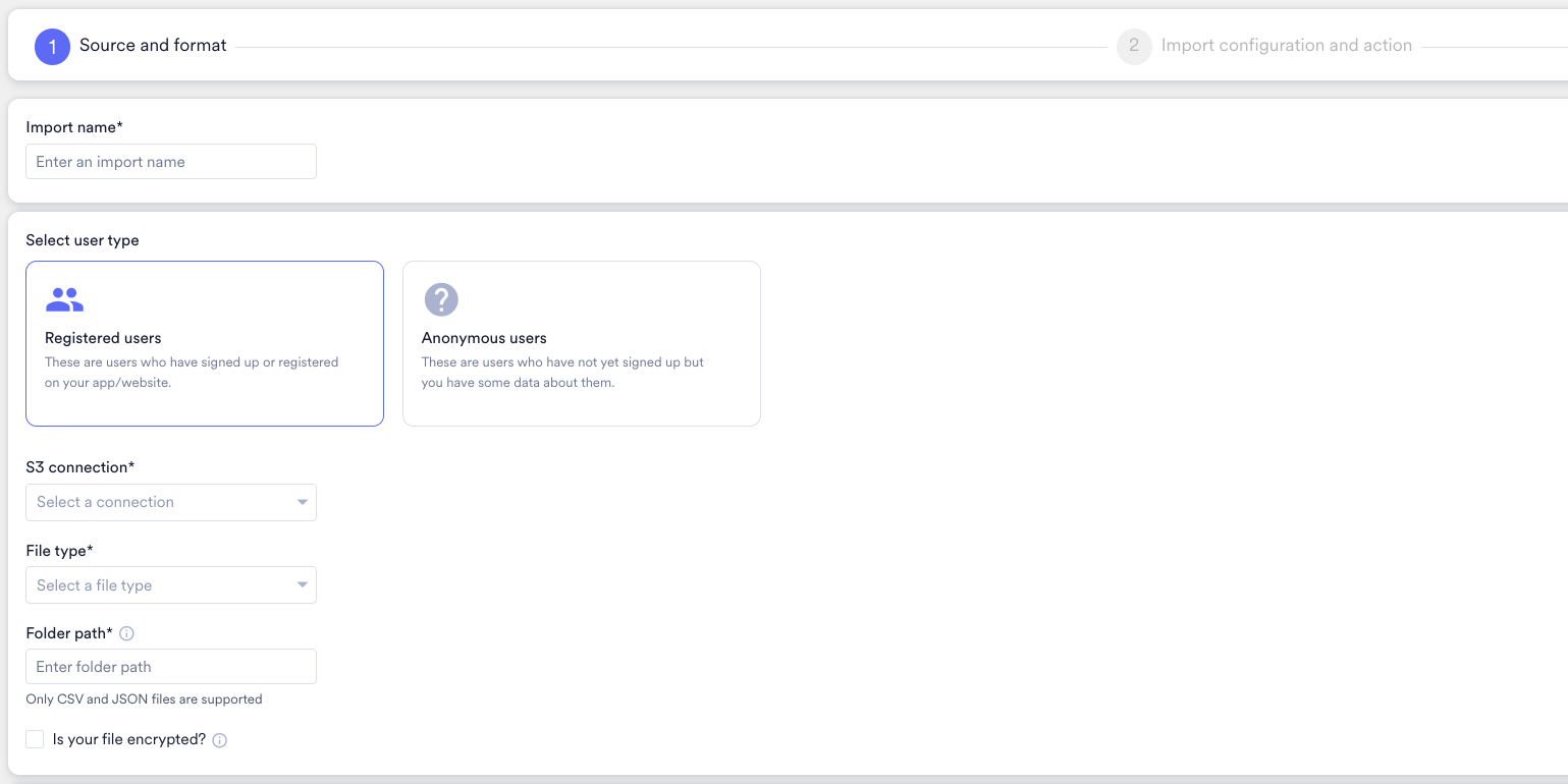 User import type selection