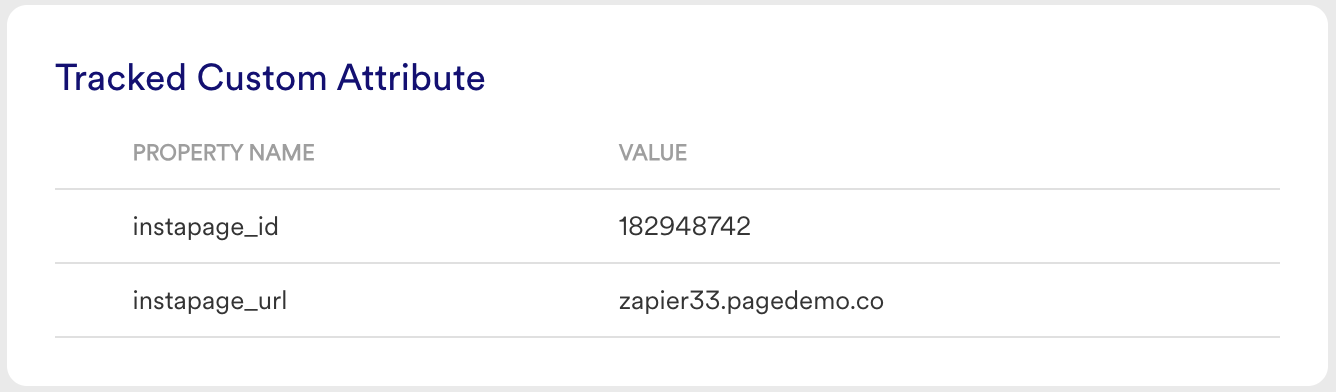 MoEngage user profile showing custom attributes captured from an Instapage lead