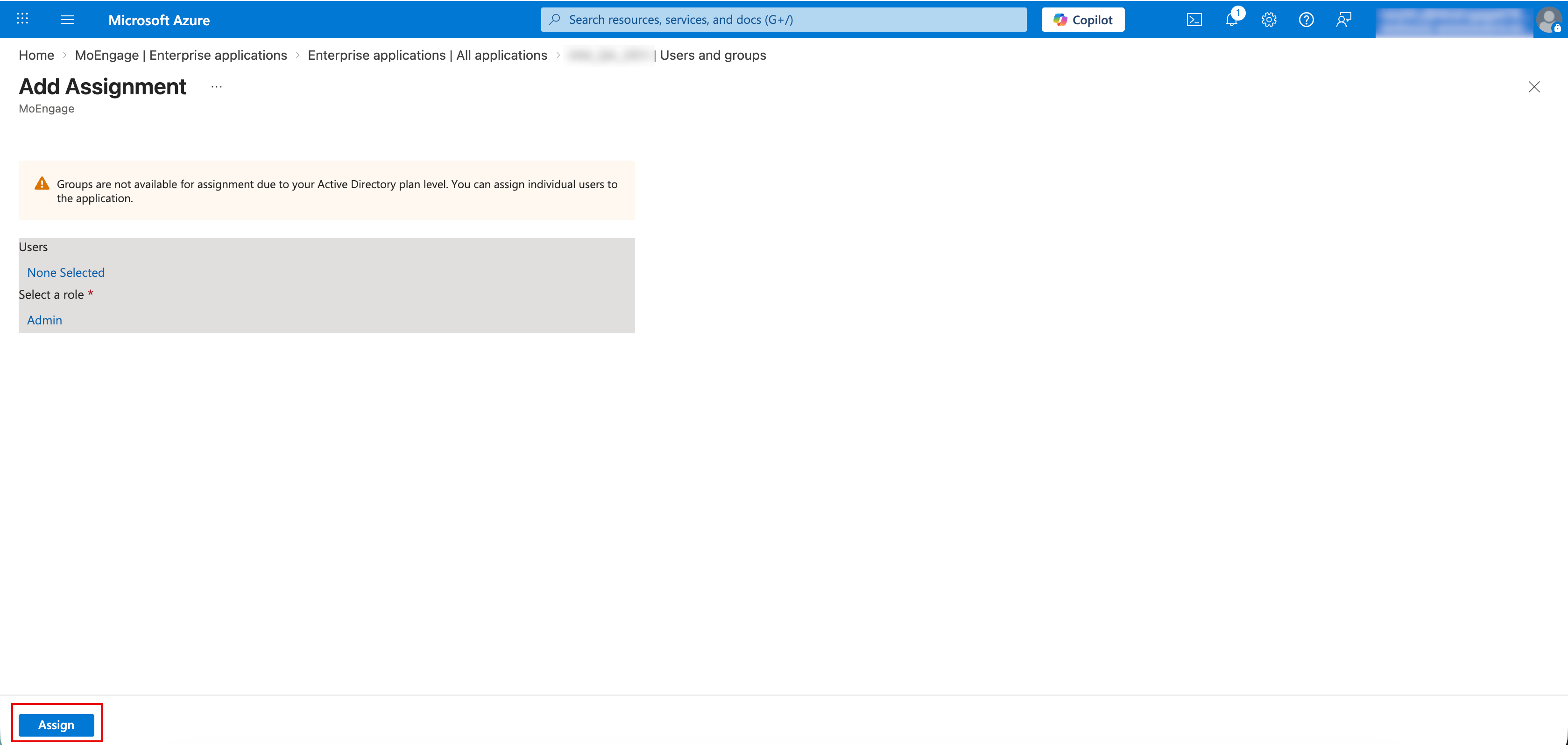 Add Assignment page with the Assign button