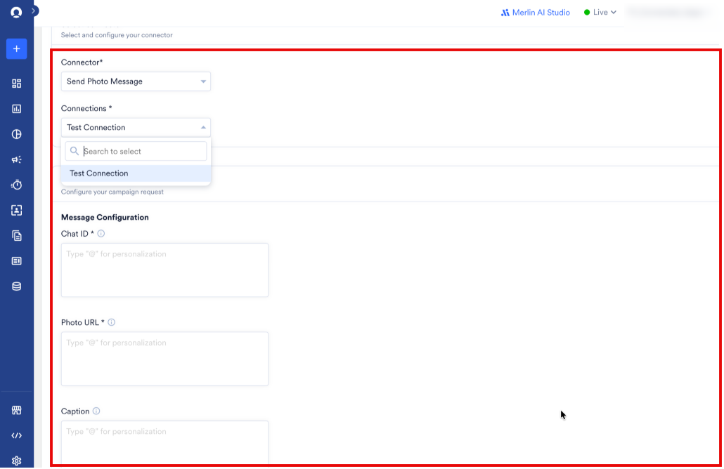 Telegram Send Photo Message connector configuration