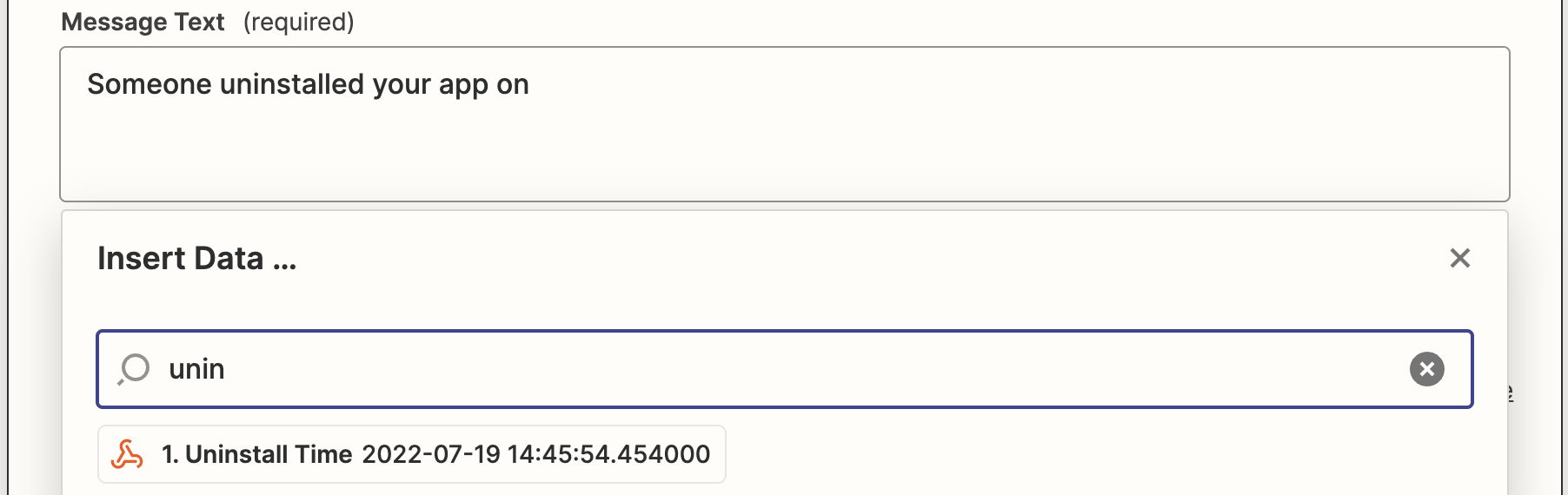 Mapping data from previous step into Slack action fields