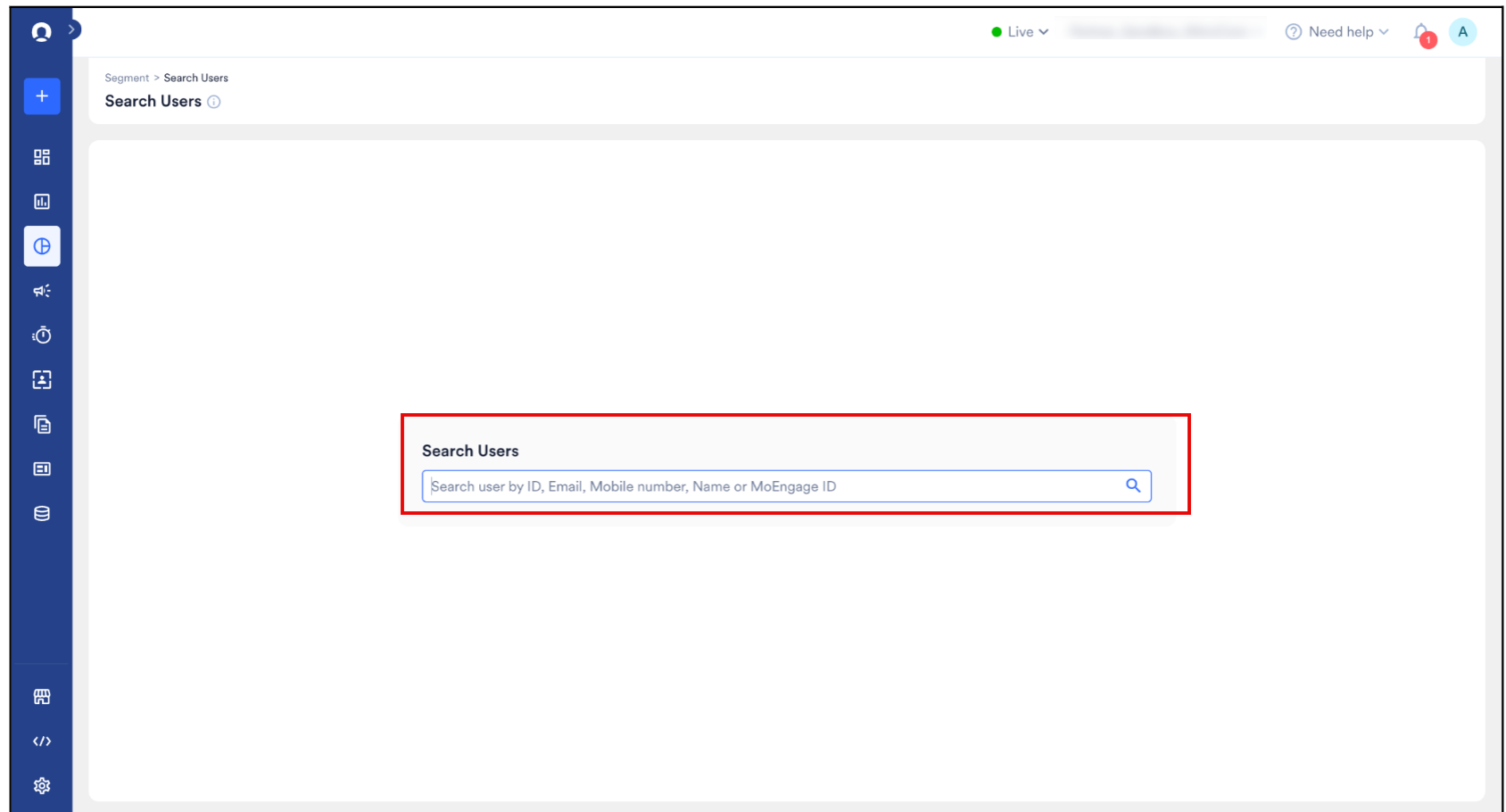 MoEngage search users screen