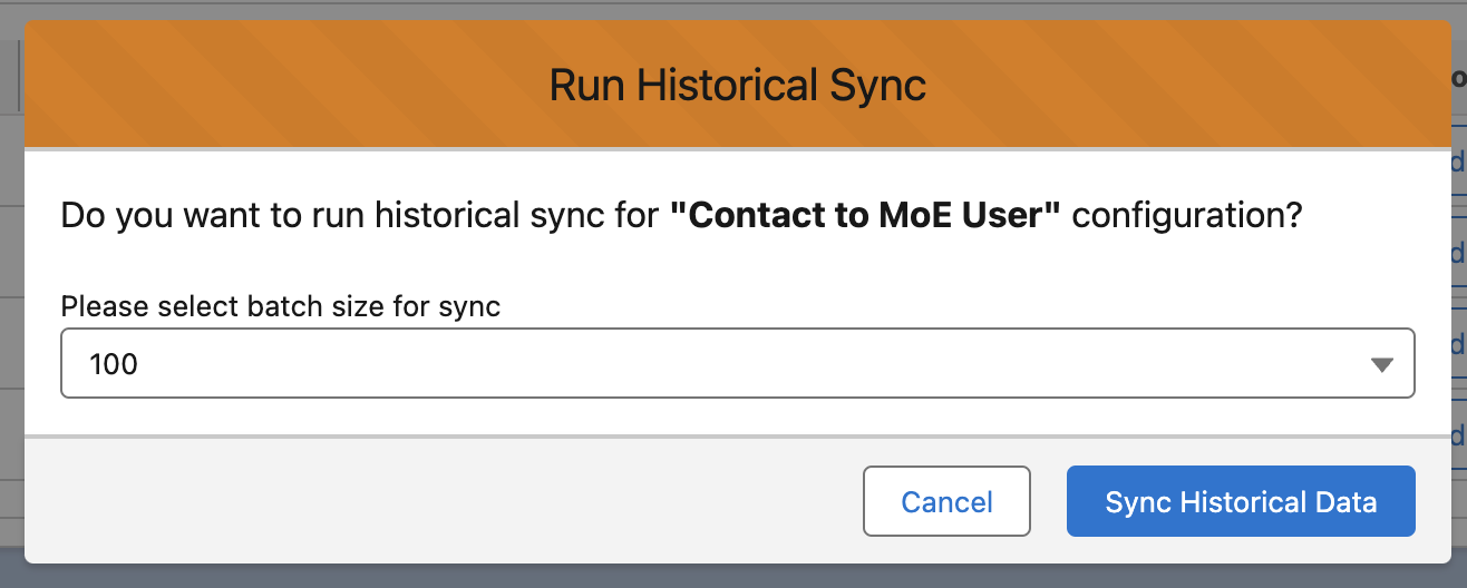 Historic sync batch size configuration