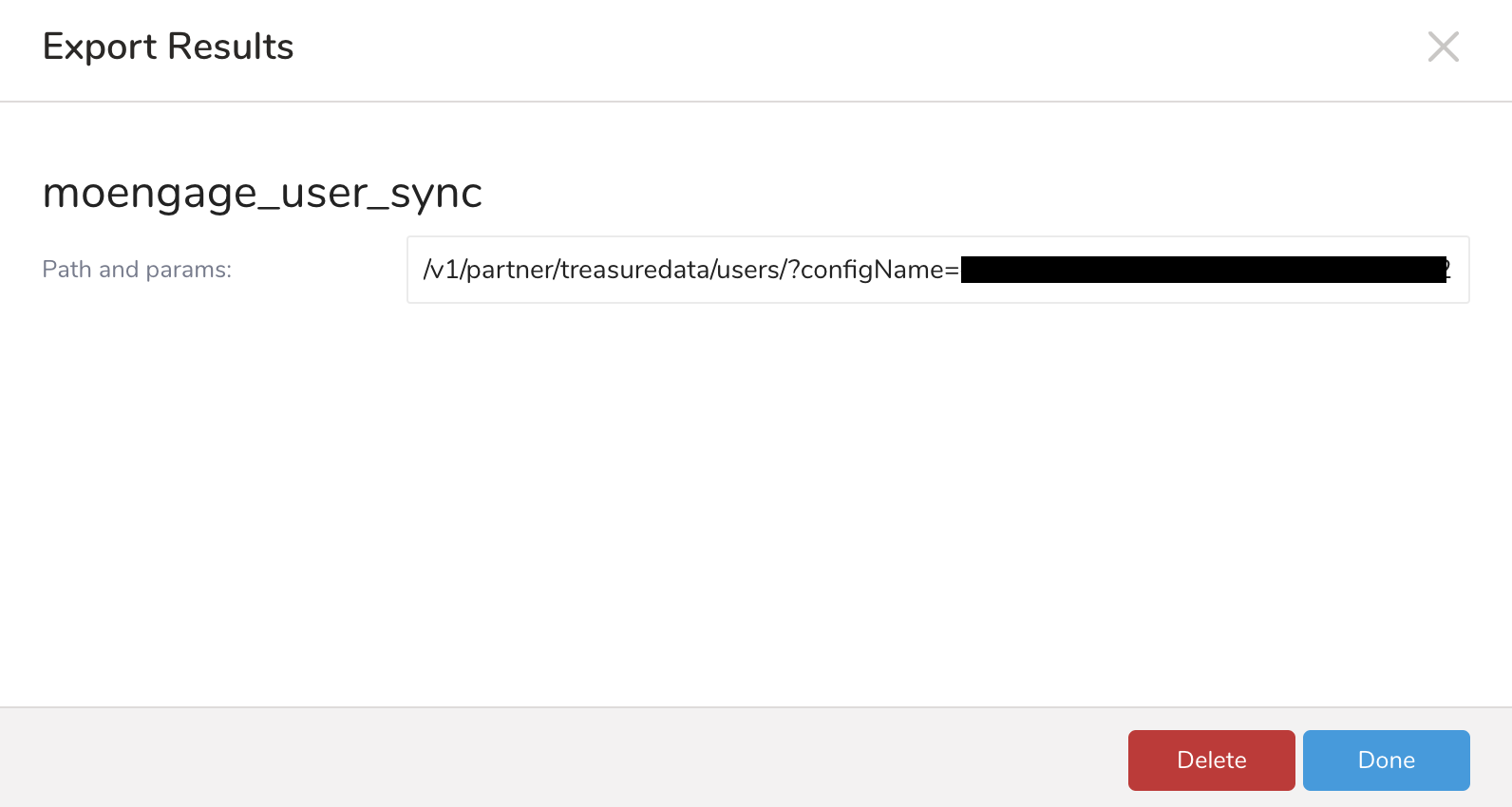 MoEngage URL configuration in Treasure Data export