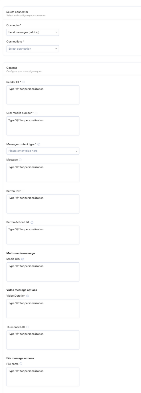 Infobip connector content configuration