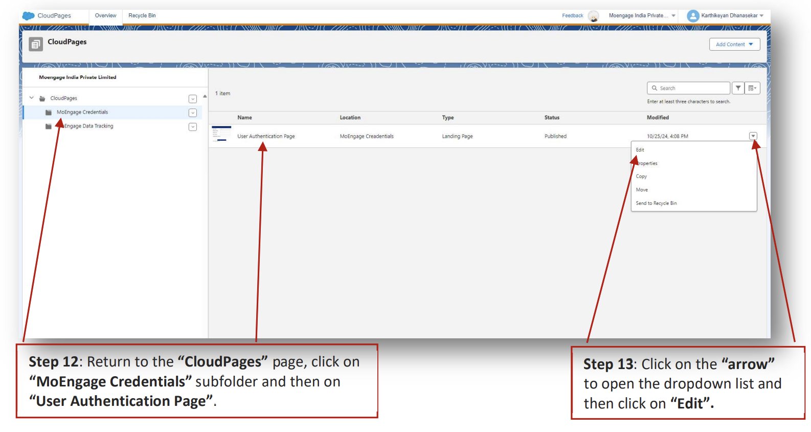 Editing the User Authentication Page CloudPage