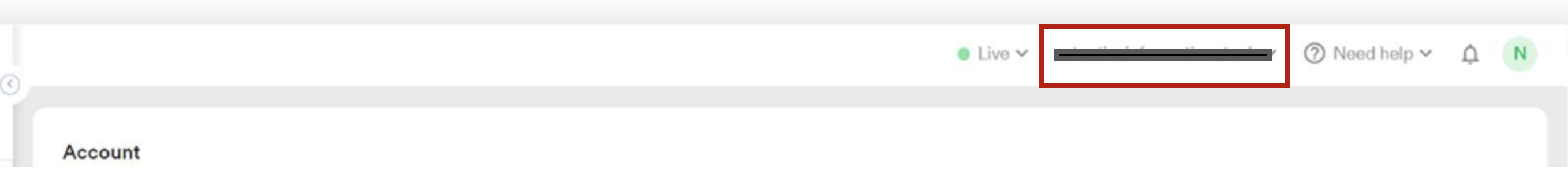 Workspace name displayed in the MoEngage dashboard header