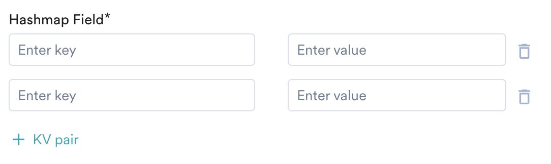 Hash Maps input rendered as key and value input boxes