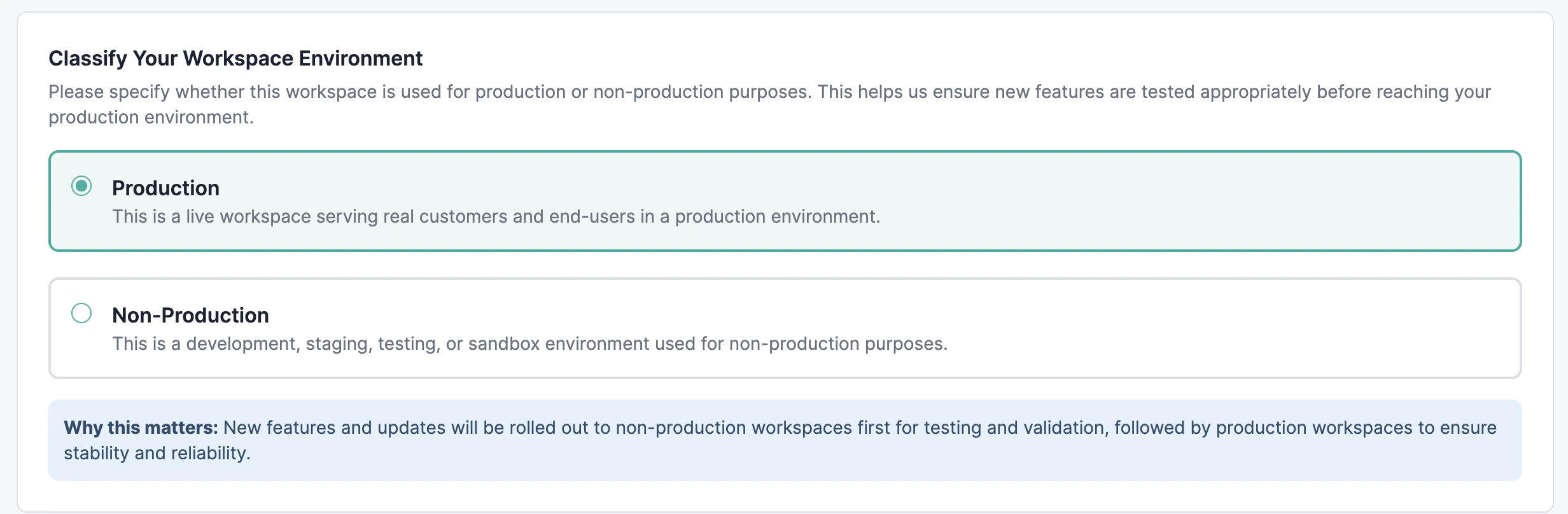 Workspace Status Settings