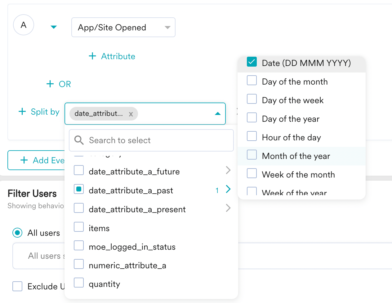 Using Split by to compare a selected attribute with another