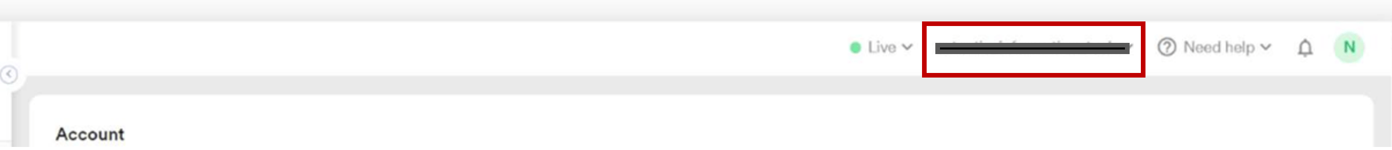 Workspace name displayed in the MoEngage dashboard header