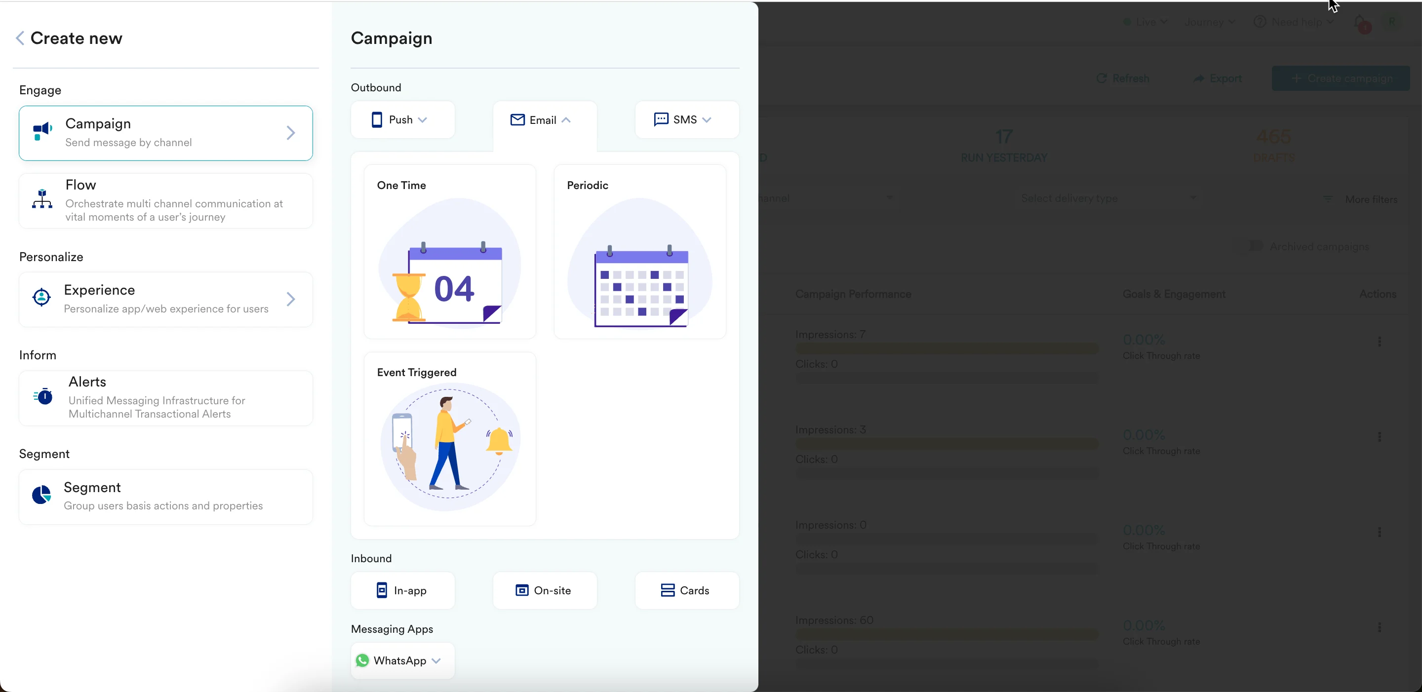 Create New menu option for Campaign