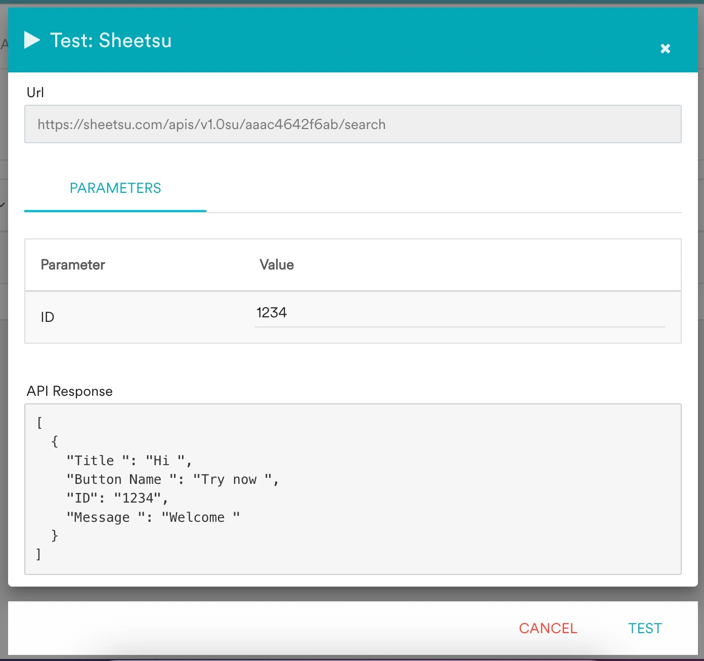 Testing the Sheetsu Content API with a sample ID