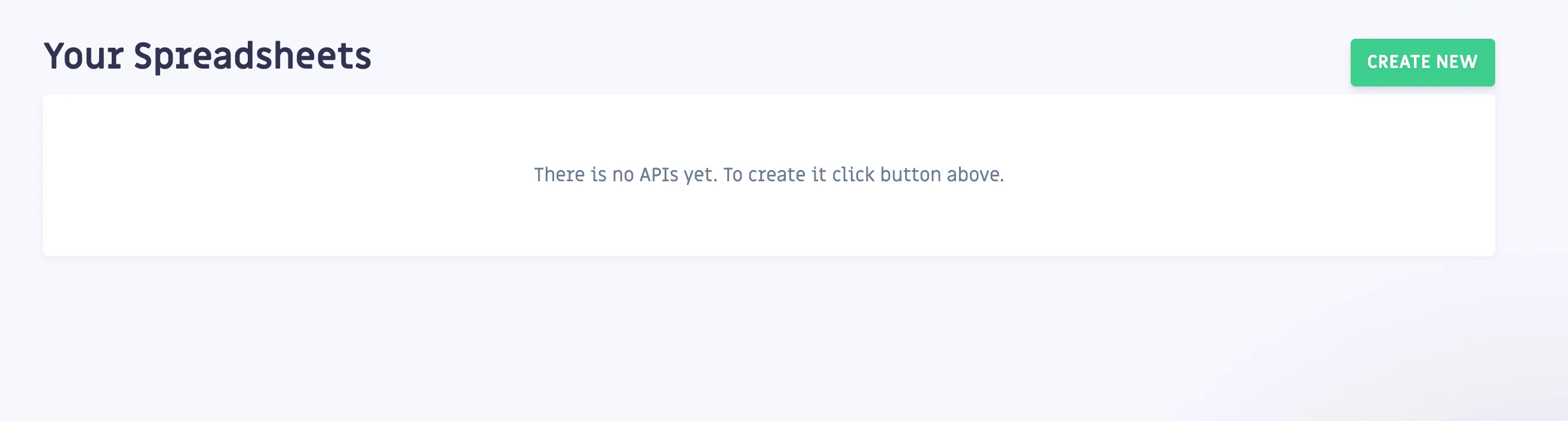Create new button on the Sheetdb dashboard