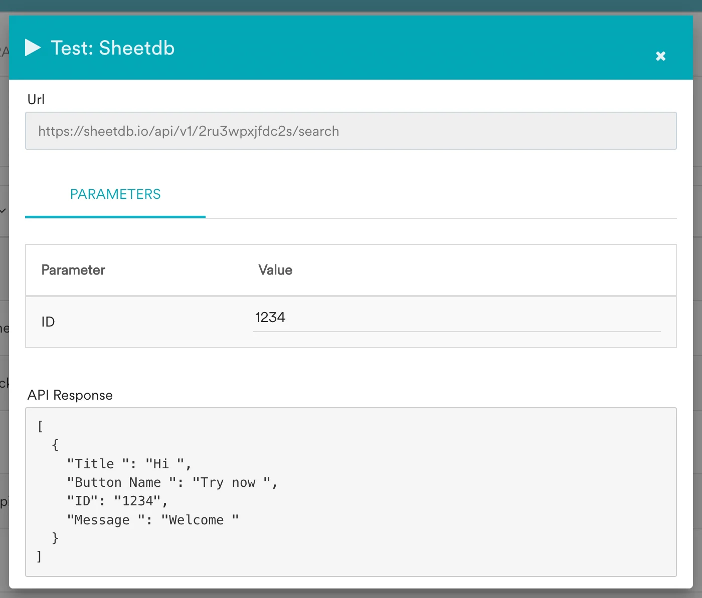 Testing the Sheetdb Content API with a sample ID