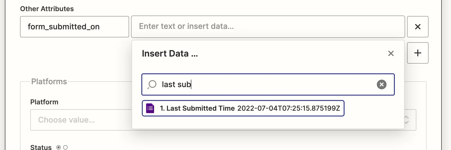 Adding custom key-value attribute pairs from previous trigger