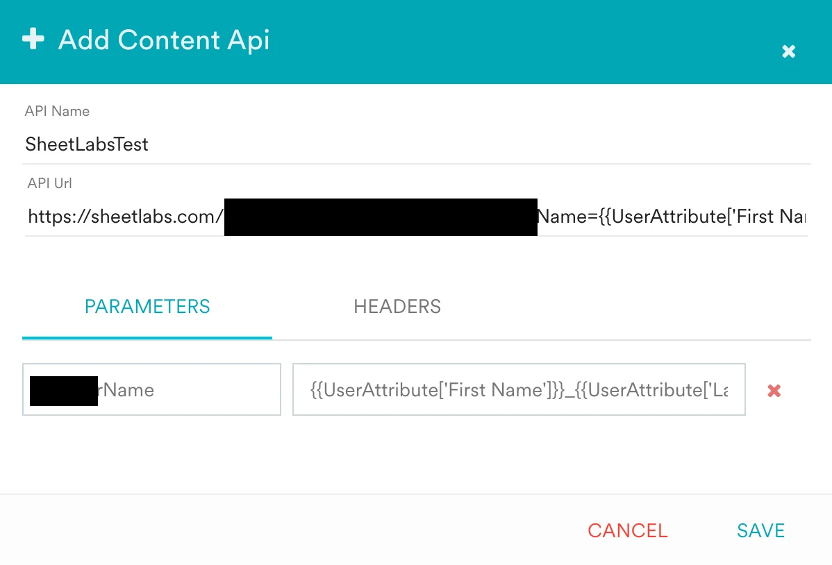 Configuring headers and parameters in the MoEngage Content API setup