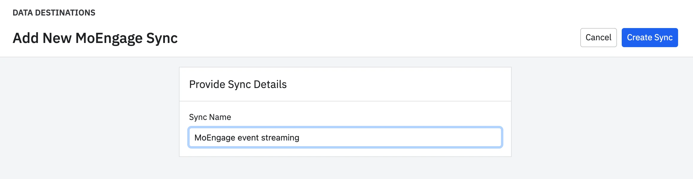 Create Sync dialog for Amplitude Event Streaming