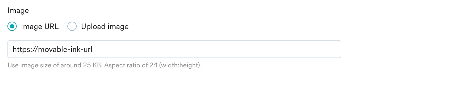 MoEngage Web push editor with the Movable Ink image URL pasted in