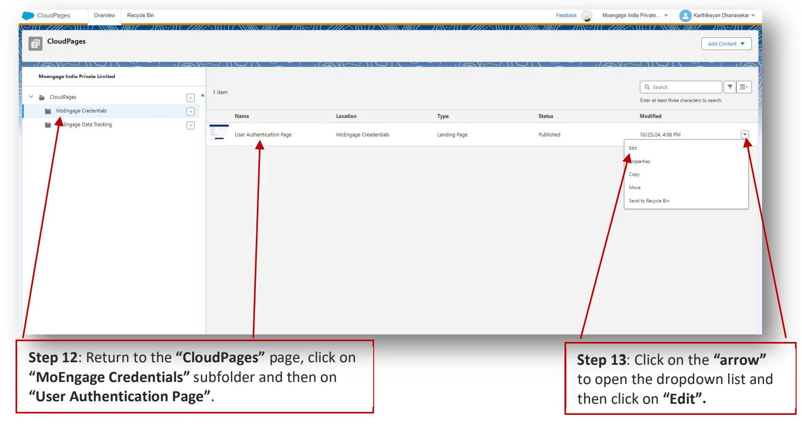 Editing the User Authentication Page CloudPage