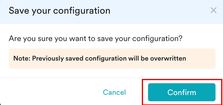 Save your configuration confirmation dialog box
