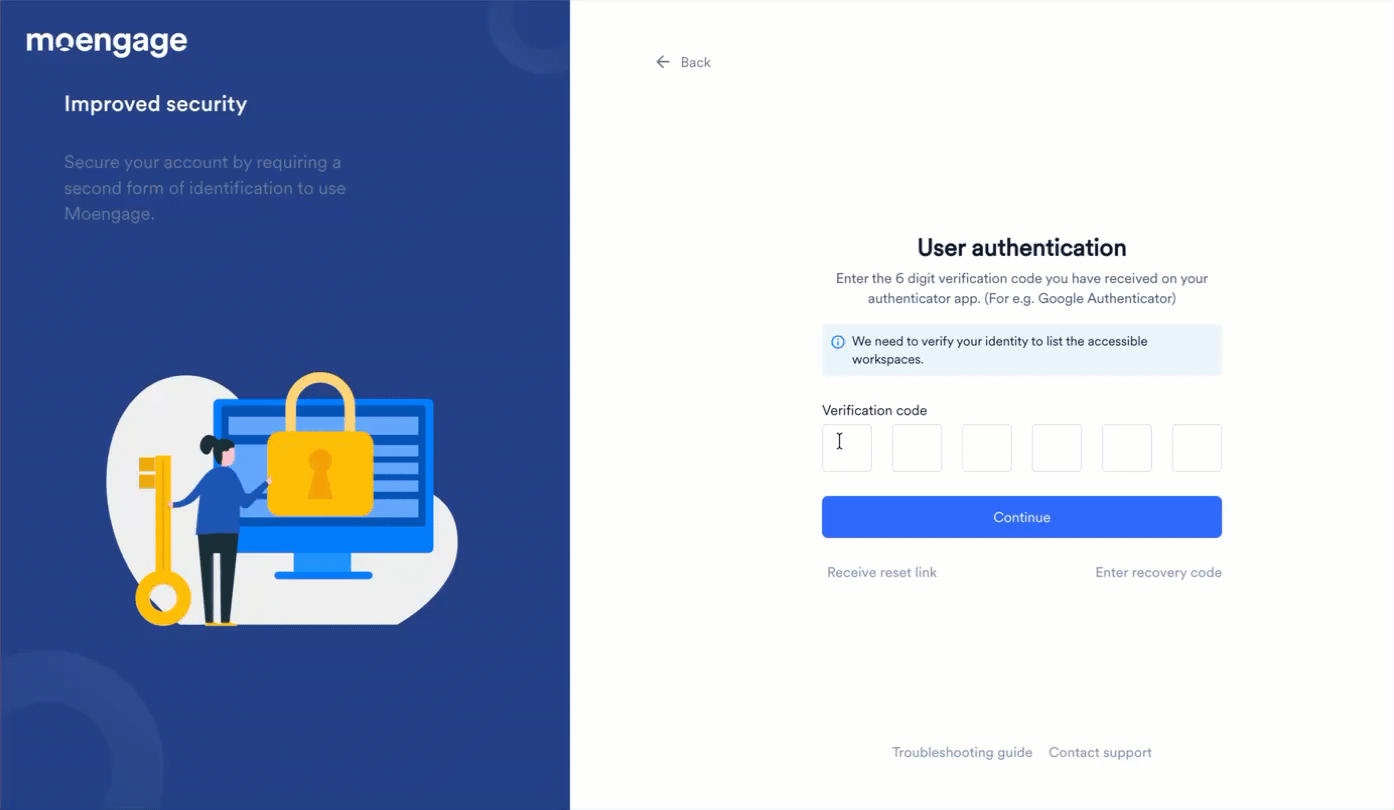 Select workspace and log in