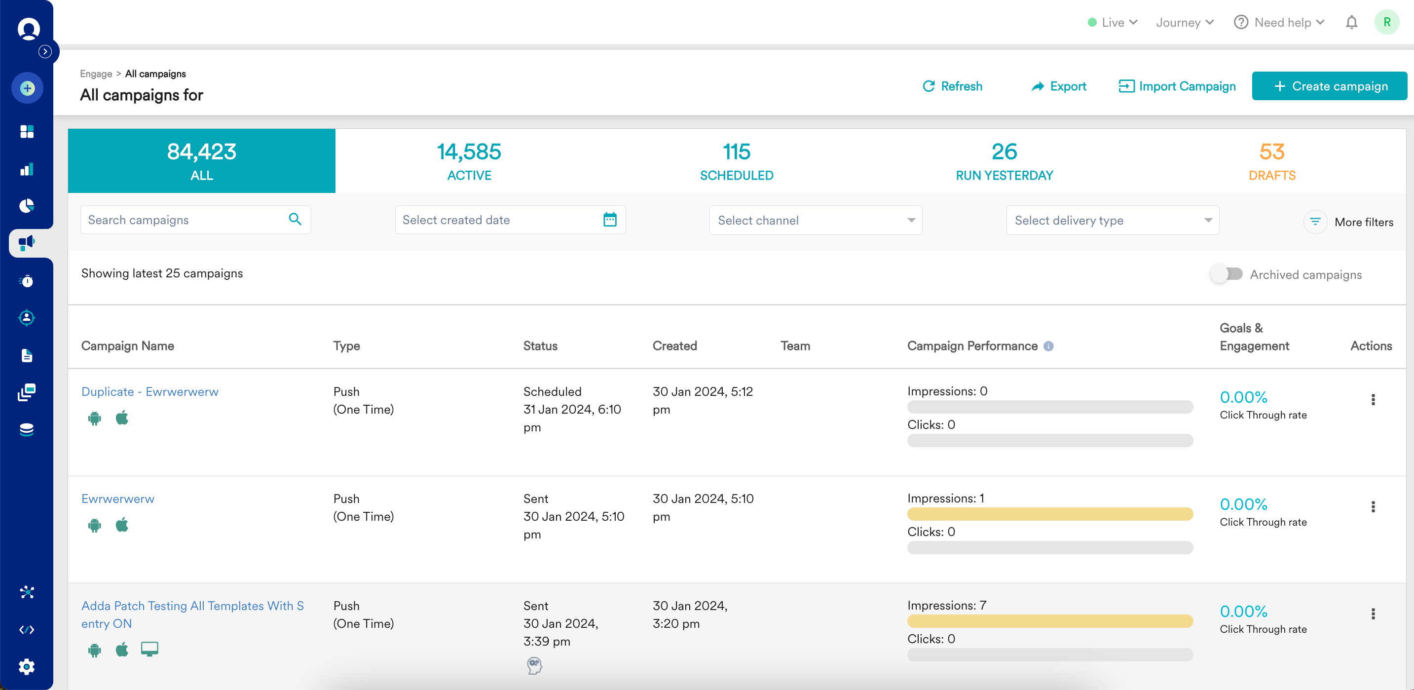 Dashboard overview