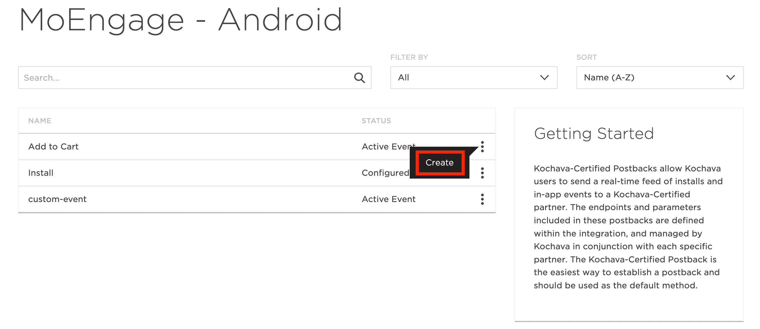 Creating postbacks for additional post-install events in Kochava